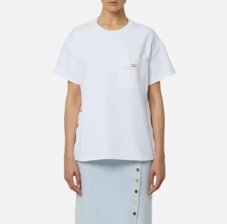 Elisabetta Franchi – T-shirt in jersey pesante con taschino  | Borotal