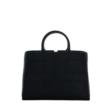 Elisabetta Franchi – Borsa tote media nera con logo in rilievo  | Boro 2