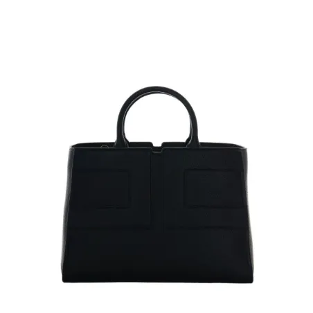Elisabetta Franchi – Borsa tote media nera con logo in rilievo  | Boro