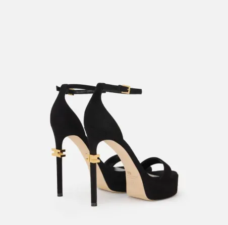 Elisabetta Franchi – Sandali in pelle con cinturino e tacco stiletto d
