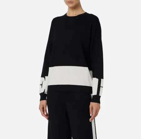 Elisabetta Franchi – Maglia in viscosa con bande lucide a contrasto  |