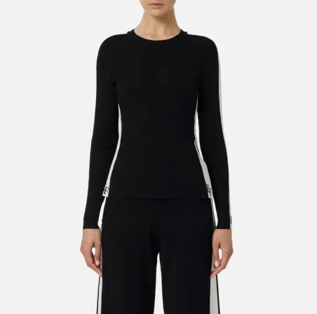 Elisabetta Franchi – Maglia in viscosa con bande lucide laterali  | Bo