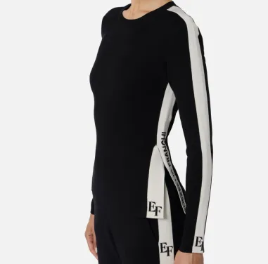 Elisabetta Franchi – Maglia in viscosa con bande lucide laterali  | Bo 2