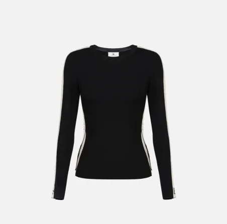 Elisabetta Franchi – Maglia in viscosa con bande lucide laterali  | Bo