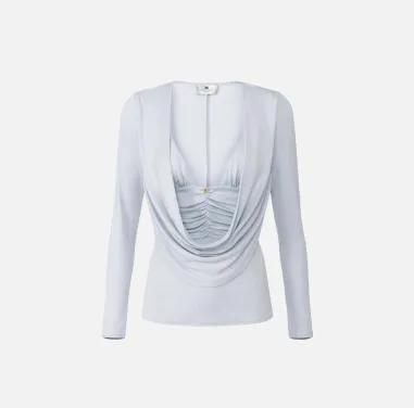 Elisabetta Franchi – Maglia in jersey crêpe con logo gioiello  | Borot 2