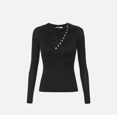 Elisabetta Franchi – Maglia in cupro con bottoni decorativi  | Borotal