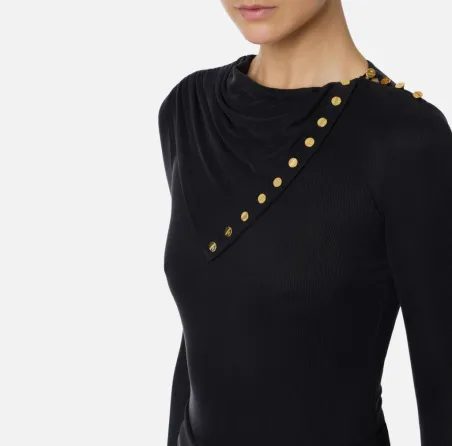 Elisabetta Franchi – Maglia in cupro con bottoni decorativi  | Borotal