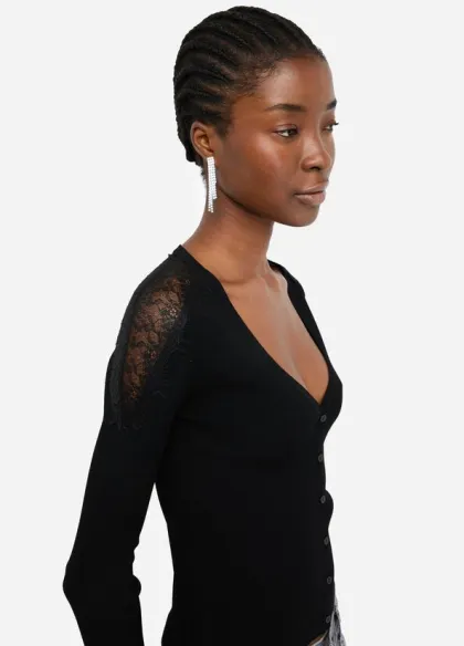 Liu Jo Cardigan Elegante con Inserti in Pizzo  | BorotalcoCagliari.it