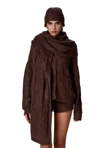 Sciarpa in maglia trecce con lurex No Secrets  | BorotalcoCagliari.it