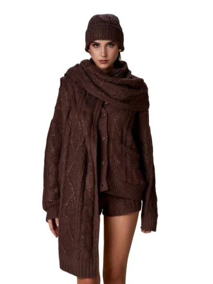Sciarpa in maglia trecce con lurex No Secrets  | BorotalcoCagliari.it