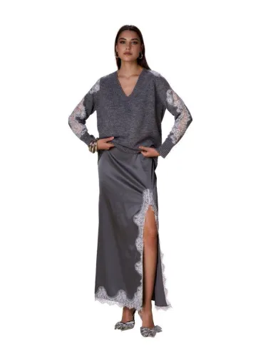 No Secrets maglia con scollo a V e maniche in pizzo – Eleganza delicat