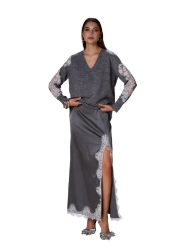 No Secrets maglia con scollo a V e maniche in pizzo – Eleganza delicat 2