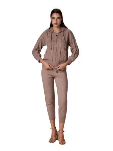 Top in maglia No Secrets con zip, cappuccio e lavorazione a rombi.  |  2