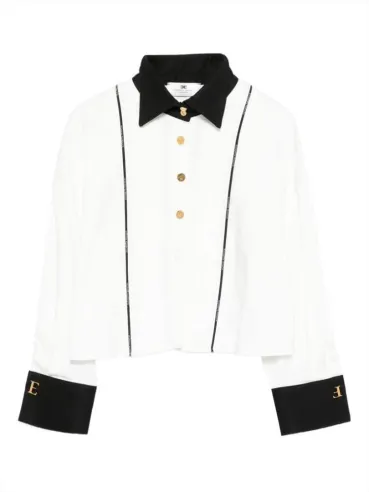 Elisabetta Franchi Camicia bianco e nero con dettagli a contrasto  | B