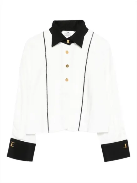 Elisabetta Franchi Camicia bianco e nero con dettagli a contrasto  | B