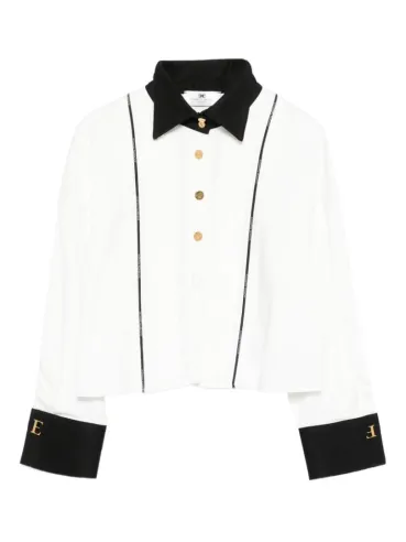 Elisabetta Franchi Camicia bianco e nero con dettagli a contrasto  | B 2