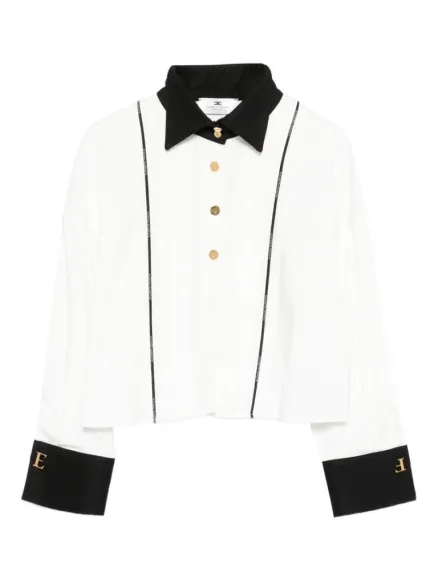 Elisabetta Franchi Camicia bianco e nero con dettagli a contrasto  | B