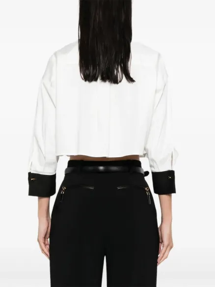 Elisabetta Franchi Camicia bianco e nero con dettagli a contrasto  | B