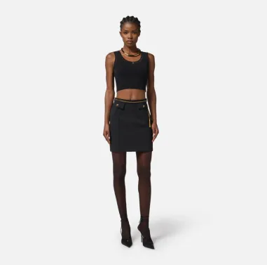 Top in maglia a costine con logo gioiello  | BorotalcoCagliari.it 2