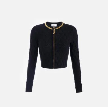 Elisabetta Franchi – Cardigan in maglia a rombi con dettaglio gioiello 2