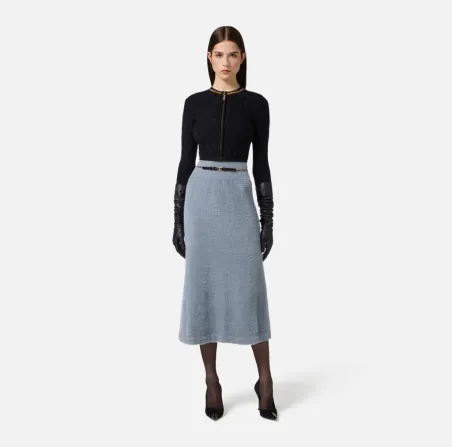 Elisabetta Franchi – Cardigan in maglia a rombi con dettaglio gioiello