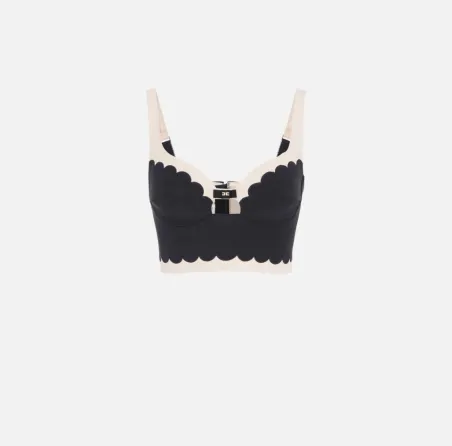 Top in Doppio Crêpe Stretch con Smerlo Ricamato – Elisabetta Franchi  