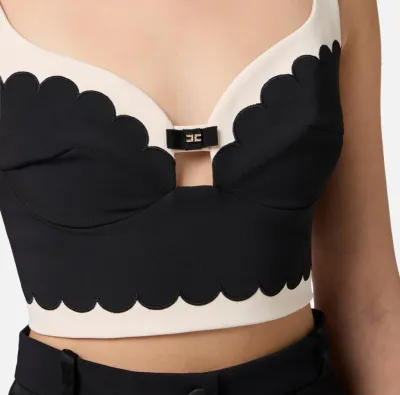 Top in Doppio Crêpe Stretch con Smerlo Ricamato – Elisabetta Franchi  