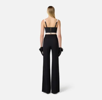 Top in Doppio Crêpe Stretch con Smerlo Ricamato – Elisabetta Franchi  