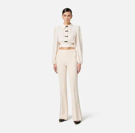 Pantaloni in crêpe con piping a contrasto Elisabetta Franchi  | Borota