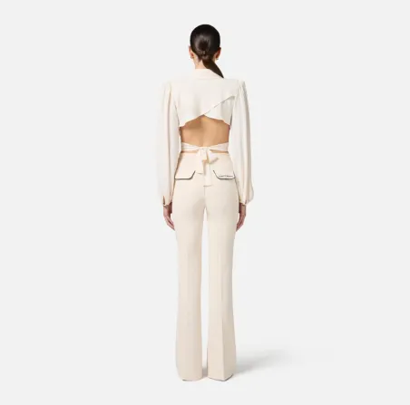 Pantaloni in crêpe con piping a contrasto Elisabetta Franchi  | Borota