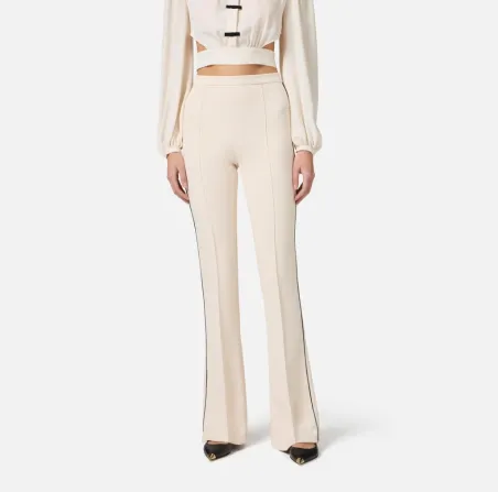Pantaloni in crêpe con piping a contrasto Elisabetta Franchi  | Borota