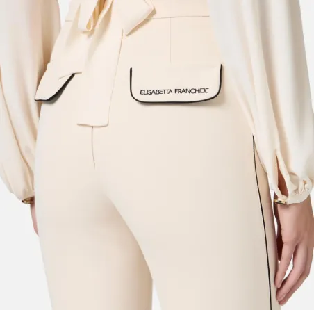 Pantaloni in crêpe con piping a contrasto Elisabetta Franchi  | Borota