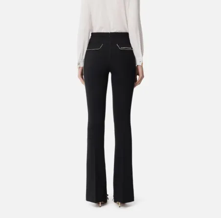Pantaloni in crêpe con piping a contrasto Elisabetta Franchi  | Borota