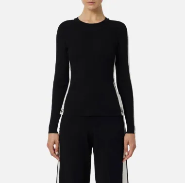 Elisabetta Franchi – Maglia in viscosa con bande lucide laterali  | Bo