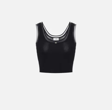 Top in maglia a costine con logo gioiello  | BorotalcoCagliari.it