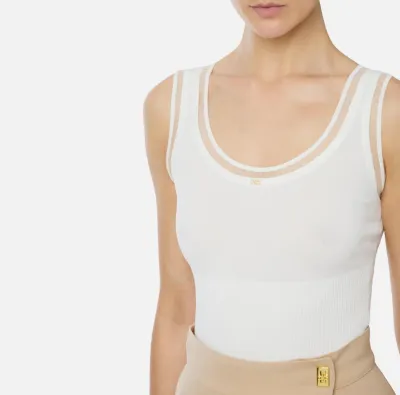 Top in maglia a costine con logo gioiello  | BorotalcoCagliari.it