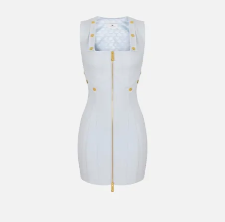 Elisabetta Franchi – Abito in tessuto bielastico con bottoni gioiello 