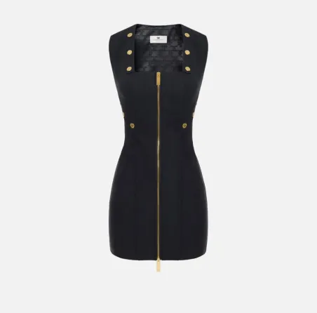 Elisabetta Franchi – Abito in tessuto bielastico con bottoni gioiello 