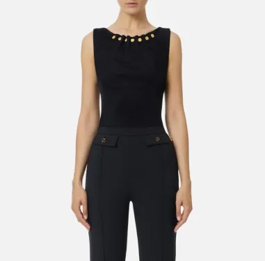 Elisabetta Franchi – Top in jersey con bottoni gioiello  | BorotalcoCa