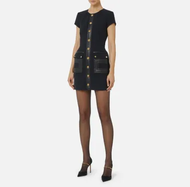 Elisabetta Franchi – Abito in doppio crêpe con dettagli logo  | Borota