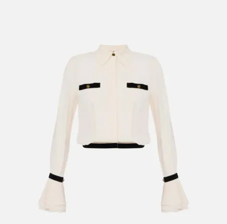 Elisabetta Franchi – Camicia in georgette con bottoni gioiello  | Boro