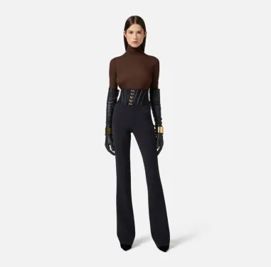 Elisabetta Franchi – Pantaloni in crêpe leggero con ganci gioiello  | 
