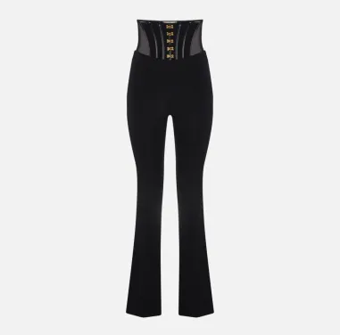 Elisabetta Franchi – Pantaloni in crêpe leggero con ganci gioiello  |  2
