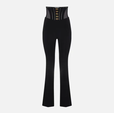 Elisabetta Franchi – Pantaloni in crêpe leggero con ganci gioiello  | 