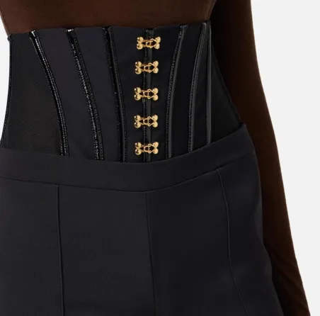 Elisabetta Franchi – Pantaloni in crêpe leggero con ganci gioiello  | 