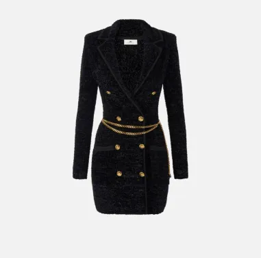 Elisabetta Franchi – Abito in ciniglia bouclé con cintura  | Borotalco 2