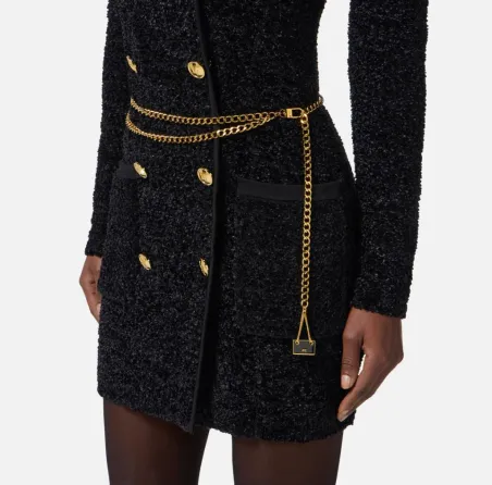 Elisabetta Franchi – Abito in ciniglia bouclé con cintura  | Borotalco