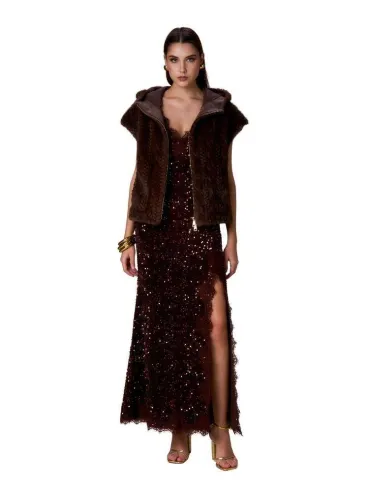 No Secrets | Gilet in simil pelliccia con zip dorata  | BorotalcoCagli