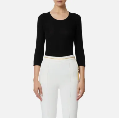 Elisabetta Franchi – Top in maglia con dettaglio lettering  | Borotalc