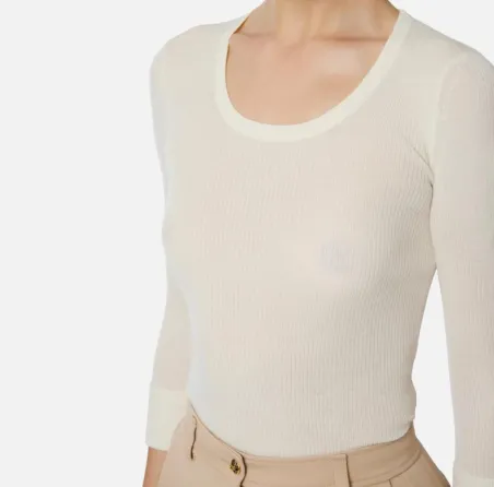 Elisabetta Franchi – Top in maglia con dettaglio lettering  | Borotalc